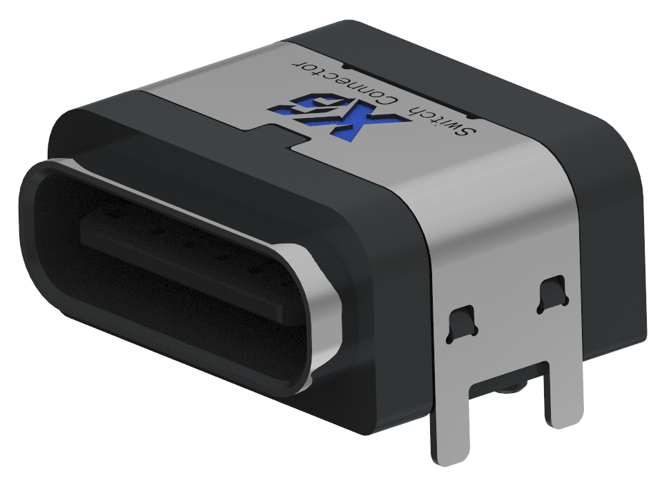 XB-ATCF-06-033 -X TYPE C 6P 板上防水母座-全包A款(外壳4脚插板,端子SMT)